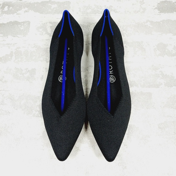 NEW Rothy's The Flat Black Knit Pointy Toe Slip On Loafers E195 - Picture 5 of 8